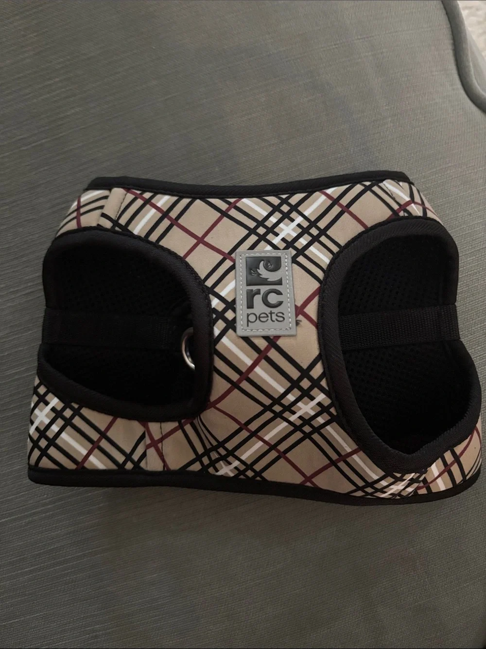 RC Pets Plaid Dog Harness in Tan, Red and Black Medium: 17 to 18.5 inches